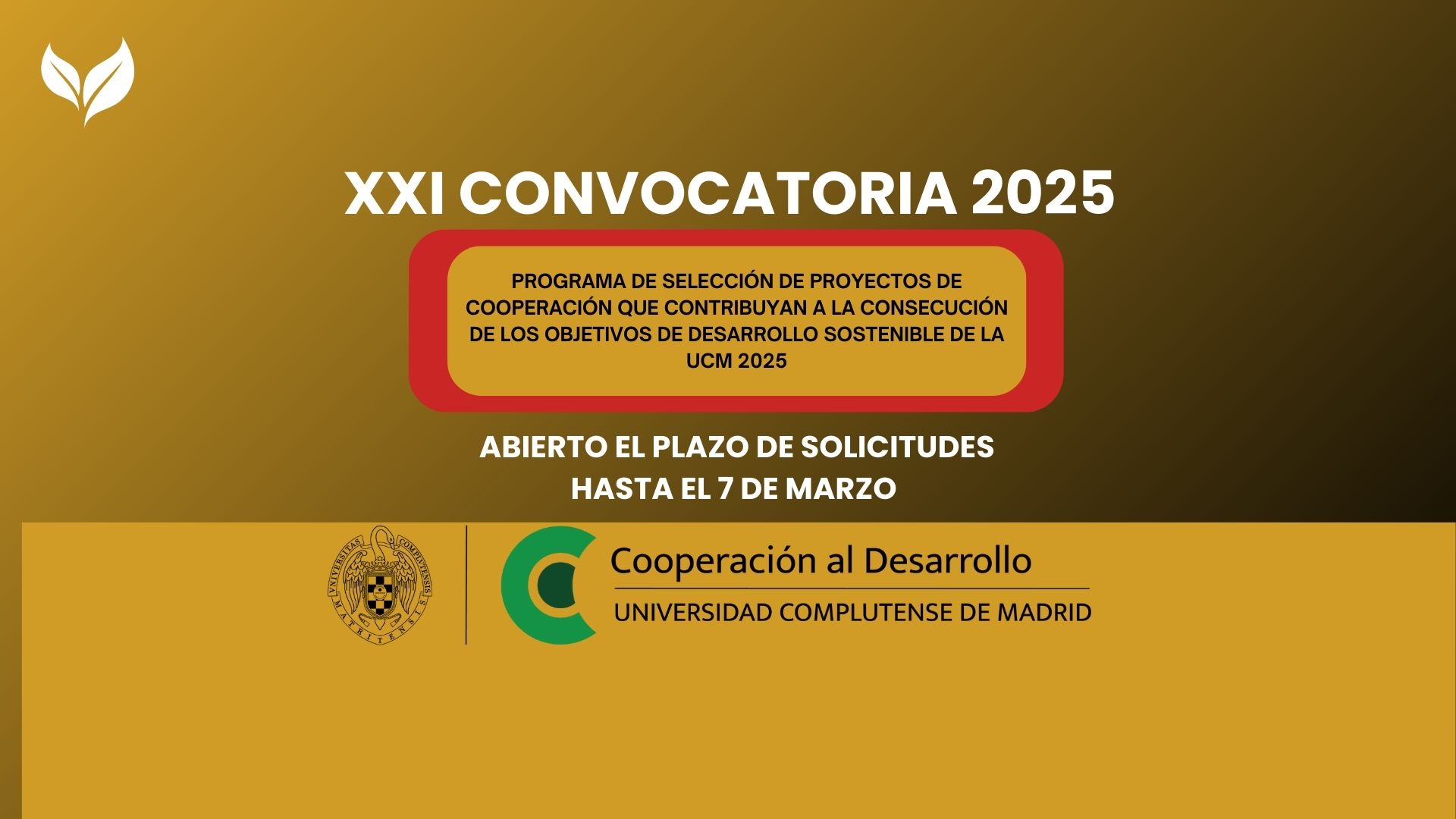 XXI CONVOCATORIA DE  PROYECTOS DE COOPERACIÓN